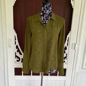 Marisol Women's Long Sleeve Embellished Button Up Blouse Size Small
